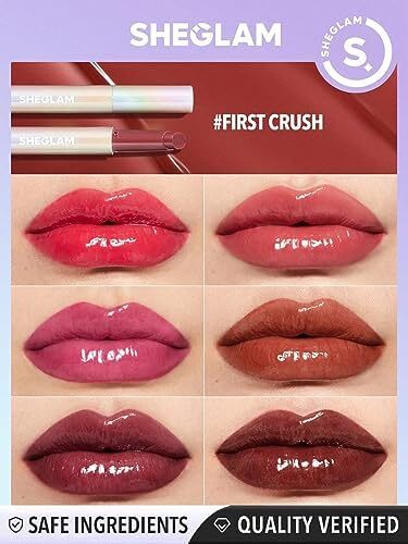 آرایش SHEGLAM - Pout-Perfect Shine Lip Plumper - Moisturizing Plumping Solid Lip Glass Non-Purishing (First Crush) Image