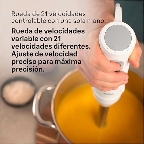 مخلوط کن دستی براون مدل MultiQuick 5 MQ 50001 M با تکنولوژی PowerBell Plus، سطل مینی ۲۱ سرعت + توربو، سیستم Easy Click Plus، مخلوط کن ارگونومیک، شفت استیل، لیوان ۶۰۰ میلی لیتری، ۱۰۰۰ وات، سفید Image