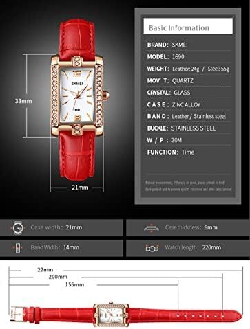 ساعت SKMEI برای زنانه زنانه زنانه ساده لوکس ضد زنگ مربعی مدل لباس ضد آب کوارتز آنالوگ کوچک و باریک لباس گاه به گاه همسر هدیه دخترانه ساعت مچی طلا Image