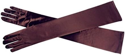 دستکش 21 اینچی برای مهمانی عصرانه زنانه DreamHigh دستکش ساتن بلند مشکی/سفید Image