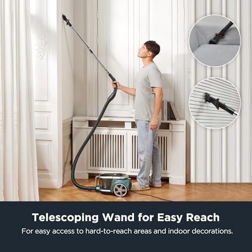 جاروبرقی EUREKA 2000W با ظرفیت 2.2 لیتری و فیلتر سیکلونی، جاروبرقی بدون کیسه، فیلتر قابل شستشو برای موی حیوانات، فرش، کاشی، 220 ولت، آپولو Image