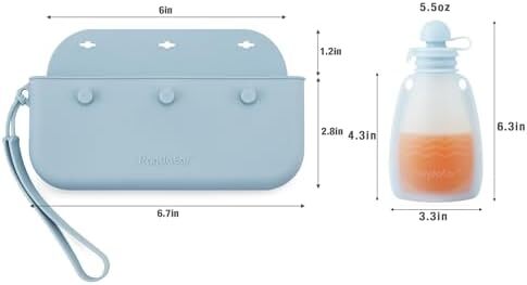 ست feeding سیلیکونی پاندا ایر | ۱۱ قطعه لوازم تغذیه خودکار | بشقاب و کاسه مکشی تقسیم شده، پیشبند، لیوان، کیسه غذای کودک، ظرف تنقلات، قاشق و چنگال، آبی Image