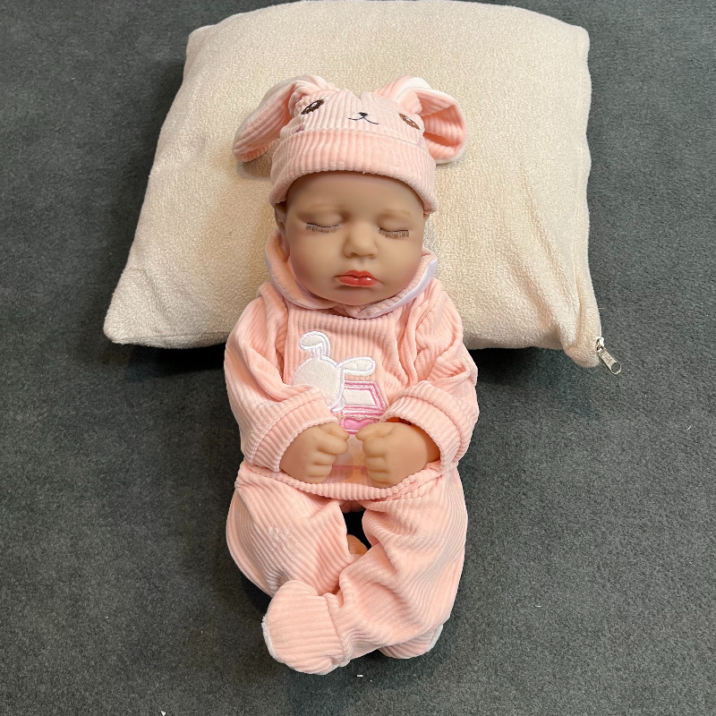 عروسک سیلیکونی نوزاد reborn ریبورن وینیل واقعی 15 اینچی(38 سانتیمتر)با لباس  صورتی رنگ  برای سن +۳ Image