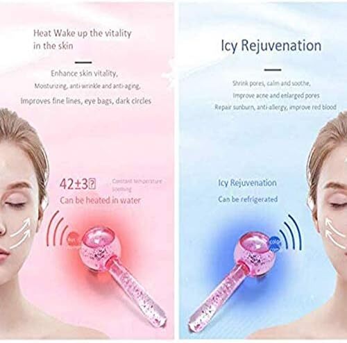2 عدد توپ جادویی سرد برای ماساژ صورت، ابزار مراقبت از پوست برای کاهش جوش و چین و چروک، سفت کردن صورت و تسکین قرمزی Image