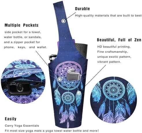 کیف مت یوگا چاپ شده مد روز با جیب کناری بزرگ و جیب زیپ دار کیف یوگا بلند و مناسب تشک های بزرگ - دارای لوازم جانبی یوگا بیشتر Image
