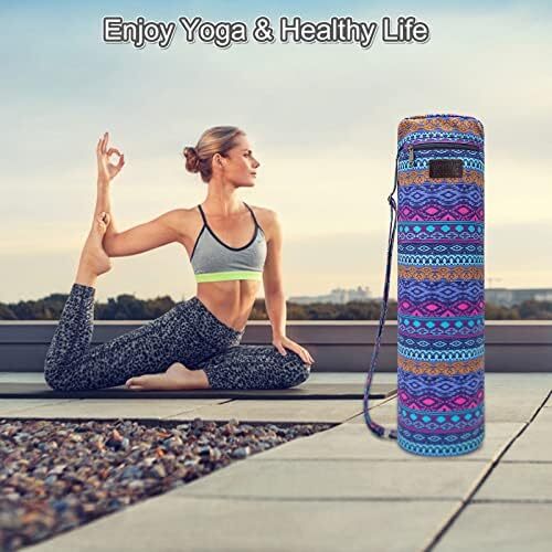 کیسه تشک یوگا AROME، کیسه حمل حصیر ضد آب کیسه یوگا برای ورزش زنان، کیف یوگا با زیپ کامل با 2 جیب چند منظوره برای 1/4 اینچ 1/3 اینچ 2/5 اینچ ضخیم تشک یوگا Image