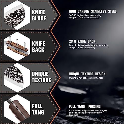 چاقوی خردکن گوشت TJ POP به طول 6.2 اینچ، چاقوی سبزیجات فوق العاده تیز و سبک، چاقوی برش کامل، چاقوی سرآشپز صربستان، تیغه استیل ضد زنگ با ضخامت 1.5 میلیمتر، سری شکل ماهی HP01003