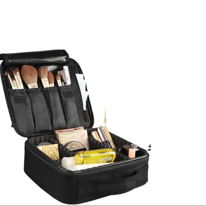 کیف لوازم آرایشی مسافرتی دو زیپ با تقسیم‌بندی قابل تنظیم