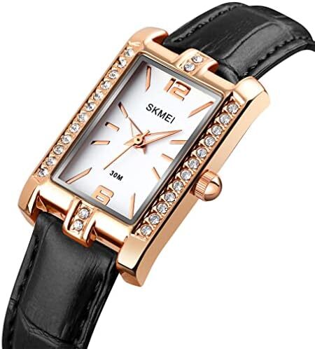 ساعت SKMEI برای زنانه زنانه زنانه ساده لوکس ضد زنگ مربعی مدل لباس ضد آب کوارتز آنالوگ کوچک و باریک لباس گاه به گاه همسر هدیه دخترانه ساعت مچی طلا Image