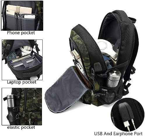 کوله پشتی مسافرتی XQXA، کوله پشتی پیاده روی ضد آب با ظرفیت 45 لیتری کوله پشتی لپ تاپ 17.3 اینچی مردانه کوله پشتی کوهنوردی زنانه برای کمپینگ ورزشی در فضای باز Image