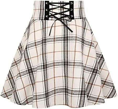 دامن های کوتاه چهارخانه گوتیک IDEALSANXUN برای دامن های چهارخانه کمر بلند زنانه Image