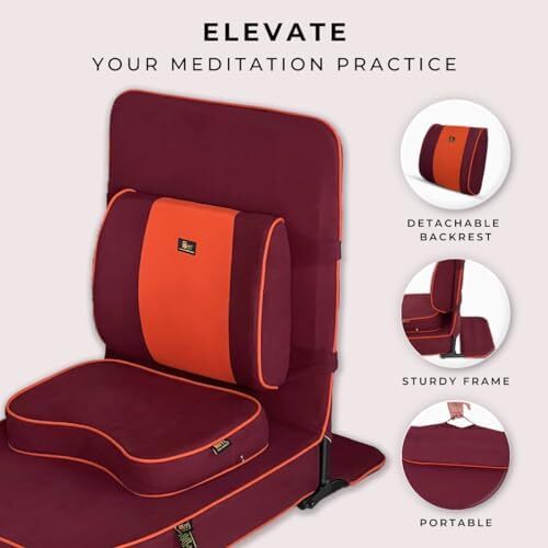FOM (دوستان مدیتیشن) ® صندلی مدیتیشن بودا آرامش‌بخش بسیار بزرگ. صندلی کف / صندلی یوگا / صندلی مدیتیشن با تکیه گاه پشتی و کوسن مدیتیشن / صندلی مدیتیشن Image