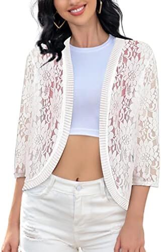 ژاکت بولرو قلاب بافی زنانه FindThy توری گلدار Image