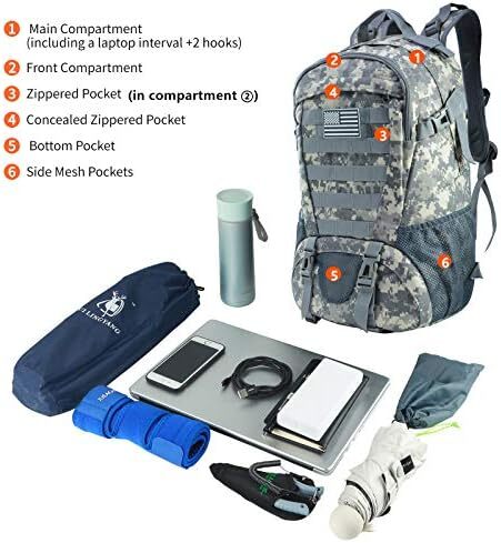 کوله پشتی تاکتیکی Jueachy برای مردان Molle Military Rocksack Pack 30L ضد آب با پچ پرچم ایالات متحده آمریکا Image