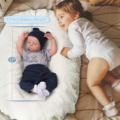 ADFO Lifelike Reborn Baby Dolls Boy - 17-Inch Real Baby Feeling Realistic-Newborn Full Body Vinyl Anatomically Correct Real Life Baby Dolls with Toy & Gift Box for Kids Age 3 + Image
