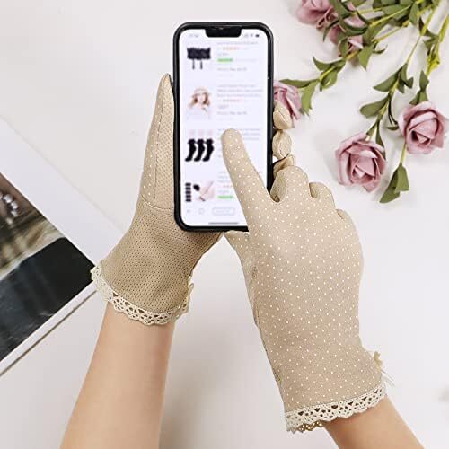 دستکش ضد لغزش رانندگی با صفحه لمسی پنبه ای محافظ UV زنانه در فضای باز Image