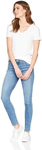 تی شرت یقه کوتاه آستین کوتاه زنانه آمازون Essentials، بسته 2 عددی، سفید، کوچک Image