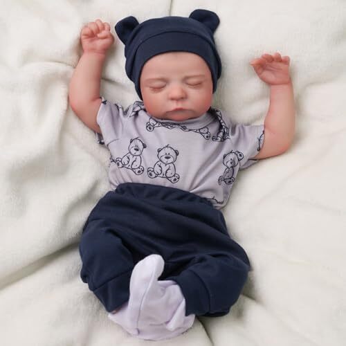 ADFO Lifelike Reborn Baby Dolls Boy - 17-Inch Real Baby Feeling Realistic-Newborn Full Body Vinyl Anatomically Correct Real Life Baby Dolls with Toy & Gift Box for Kids Age 3 + Image