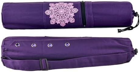 کیف تشک یوگا قابل حمل Tokaneit، کیف تشک یوگا، کوله پشتی تشک یوگا تنفسی، کیف نگهداری تشک یوگا، کوله پشتی تشک یوگا ساخته شده از بوم، کیف مت یوگا مقاوم در برابر سایش، بنفش Image