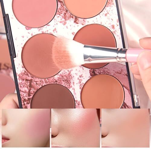 پالت رژگونه، آرایش 8 رنگ کانتور و پالت هایلایت رژگونه مات رژگونه پودر Bright Shimmer Face Cosmetics Blusher پالت رژگونه روشن صورت با برس رژگونه Image