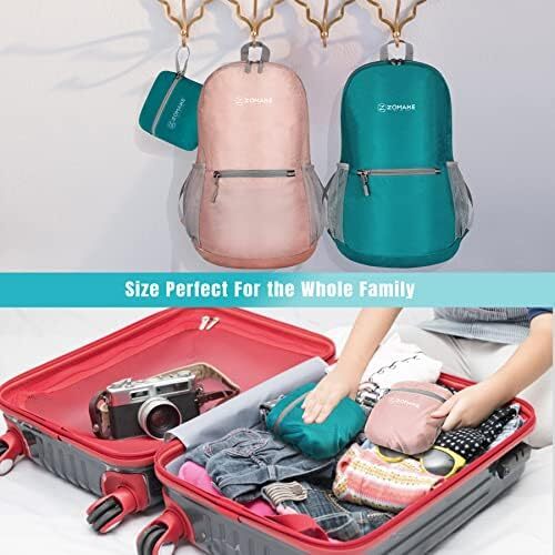 کوله‌پشتی کوچک قابل بسته‌بندی ZOMAKE 20L، کوله‌پشتی کوچک تاشو پیاده‌روی - کیف مسافرتی کوله‌پشتی ضد آب جیبی برای کمپینگ ورزشی مردانه در فضای باز، زنان، مدرسه راهپیمایی، سفر با دوچرخه Image
