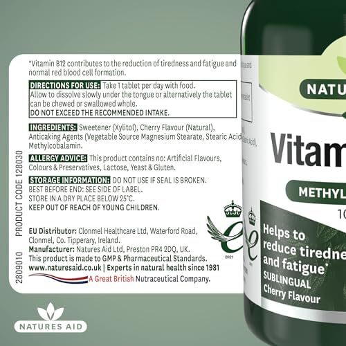 قرص زیر زبانی ویتامین B12 نچرال اید 1000 میکروگرم، 90 عدد Image