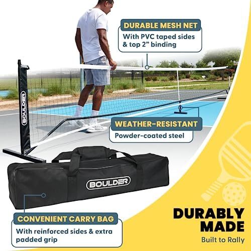 ست توری بدمینتون قابل حمل بولدر - برای تنیس، تنیس فوتبال، پیکلبال، والیبال کودکان - تور ورزشی نایلونی با میله با نصب آسان Image