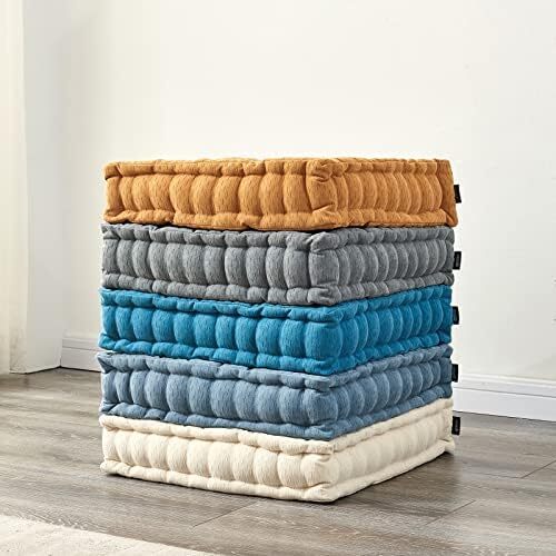 بالش کف مدیتیشن Getmo Resin، کوسن کف بزرگ، بالش‌های مربعی برای صندلی بزرگسالان، کوسن مراقبه ضخیم Chenille برای بالکن اتاق نشیمن یوگا تاتامی فضای باز، 20x20 اینچ، آبی Image