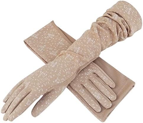 Greenery-GRE ضد آفتاب زنانه دستکش های رانندگی بلند پنبه ای محافظ در برابر اشعه ماوراء بنفش در برابر آفتاب دستکش تمام انگشتی دستکش آستین بازو Image