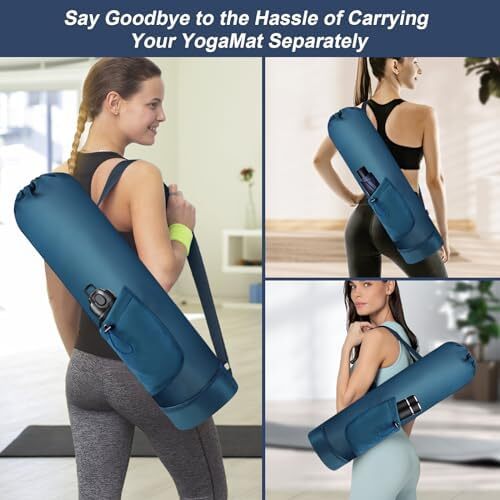 کیسه تشک یوگا گردنفتات با بطری آب، جا متحرک یوگا با بند کامل با بند قابل تنظیم نگهدارنده تشک یوگا با کیسه های یوگا ضد آب جیبی برای زنان مردانه Image