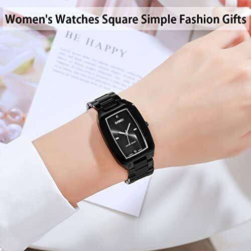 ساعت SKMEI برای زنانه زنانه زنانه ساده لوکس ضد زنگ مربعی مدل لباس ضد آب کوارتز آنالوگ کوچک و باریک لباس گاه به گاه همسر هدیه دخترانه ساعت مچی طلا