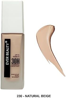 کرم فونداسیون Ever Beauty Super Stay کانسیلر با پوشش کامل آرایش صورت مرطوب کننده با ماندگاری تا 30 ساعت برای رنگ پوست های مختلف آرایش ضد آب ضد آب ضد حساسیت 45 میلی لیتر (بژ طبیعی) Image