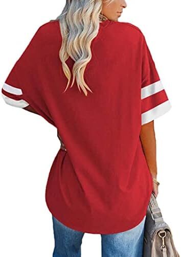 تی‌شرت زنانه یقه گرد/ویژه زنانه زنانه نیم‌آستین تی‌شرت‌های بیسبال سایز بزرگ تاپ‌های تونیک Image