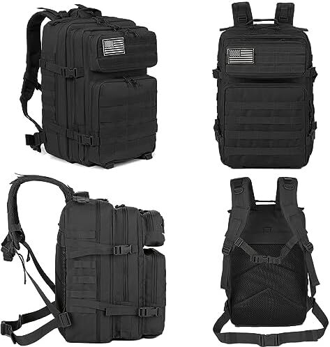 QT&QY 45L Military Tactical Backpacks Molle Army Assault Pack 3 Day Bug Out Survival Bag Hiking Treeking Rucksack Image