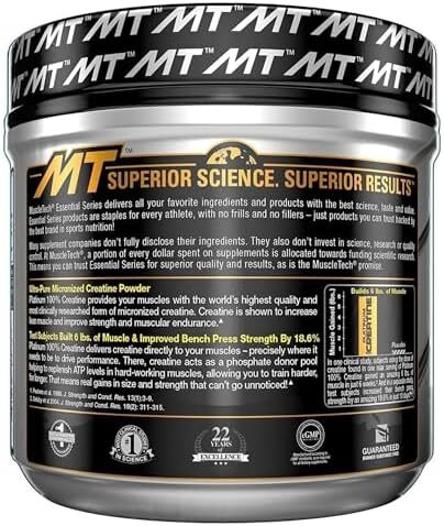 پودر ماسل تک پلاتینیوم 100% کراتین مونوهیدرات ریکاوری خالص میکرونیزه عضلانی، کمک به افزایش قدرت عضلانی، افزایش قدرت و افزایش عملکرد برای مردان و زنان، بدون طعم 400 گرم Image
