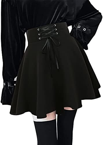 دامن های کوتاه چهارخانه گوتیک IDEALSANXUN برای دامن های چهارخانه کمر بلند زنانه Image