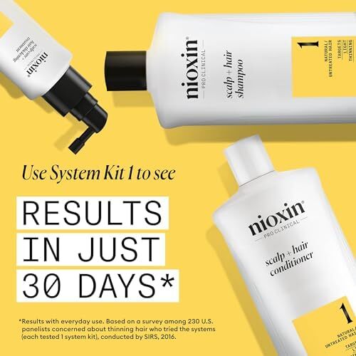 شامپو و نرم‌کننده Nioxin System 1، مناسب موهای طبیعی با نازک شدن کم، شامل پمپ، 33.8 اونس مایع (بسته‌بندی ممکن است متفاوت باشد) Image