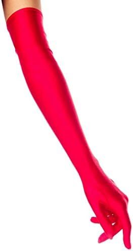 دستکش 21 اینچی برای مهمانی عصرانه زنانه DreamHigh دستکش ساتن بلند مشکی/سفید Image