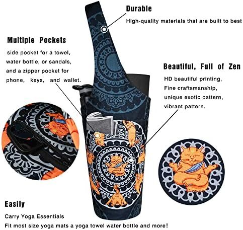کیف مت یوگا چاپ شده مد روز با جیب کناری بزرگ و جیب زیپ دار کیف یوگا بلند و مناسب تشک های بزرگ - دارای لوازم جانبی یوگا بیشتر Image