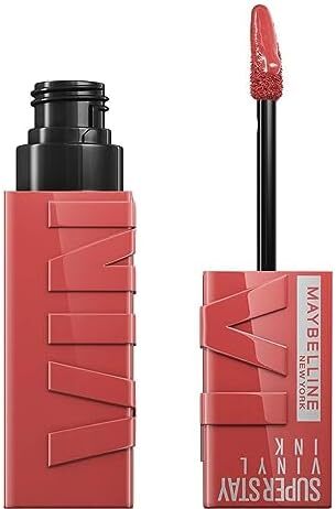 رژ لب براق ضد انتقال رنگ لباس بلند Maybelline New York Super Stay Vinyl Ink, 15 PEACHY Image