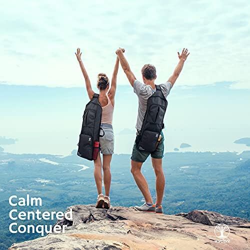 کریر نگهدارنده تشک یوگا Warrior2، کوله پشتی یوگا متناسب با تشک 1/2 اینچی ضخیم، جیب های بزرگ و جا بطری آب | کیسه حمل کامل تشک یوگا زیپ مخصوص مردان باشگاه ورزشی لوازم جانبی یوگا دوچرخه مسافرتی Image