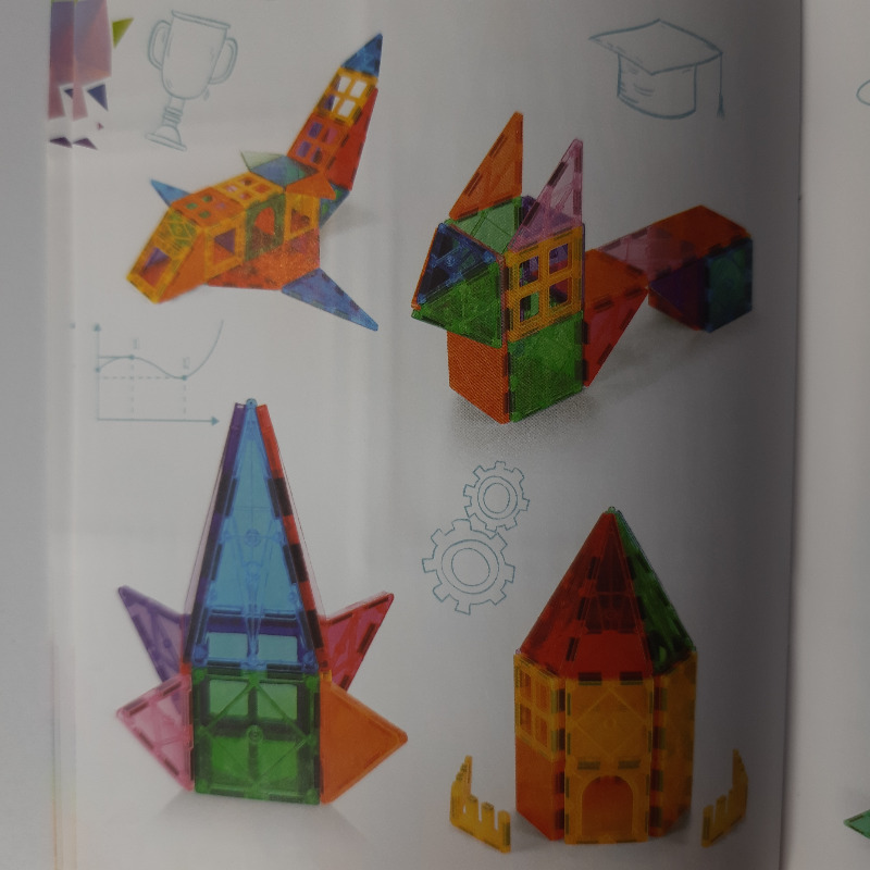 بلوک‌های ساختمانی کاشی‌های مغناطیسی، اسباب‌بازی‌های آهن‌ربایی برای کودکان، اسباب‌بازی‌های آموزشی مورد تأیید STEM، پازل‌های آهن‌ربایی سه‌بعدی بلوک‌های انباشته برای دختران پسر، مگنت تایل،ست کلاسیک ۶4 عددی Image