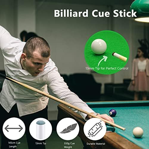 استیک کیو بیلیارد 2 تکه چوب بیلیارد با نوک 13 میلی‌متری هیتر سنگین جامپ بریک کیو چوبی سبک قابل حمل چوبی بادوام چوبی بیلیارد نقاشی شده برای خانه بار کلاب بریک جامپ مردانه زنان