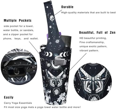 کیف مت یوگا چاپ شده مد روز با جیب کناری بزرگ و جیب زیپ دار کیف یوگا بلند و مناسب تشک های بزرگ - دارای لوازم جانبی یوگا بیشتر Image