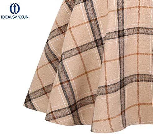 دامن های کوتاه چهارخانه گوتیک IDEALSANXUN برای دامن های چهارخانه کمر بلند زنانه Image