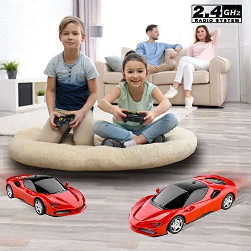 ماشین‌های کنترل از راه دور فراری BEZGAR - 1:24 سری RC دارای مجوز رسمی، خودروی مدل ماشین اسباب‌بازی مسابقه اسپرت الکتریکی، ماشین RC 2.4 گیگاهرتزی برای کودکان، بزرگسالان، دختران و پسران هدیه ایده‌های تعطیلات (97600 قرمز) Image