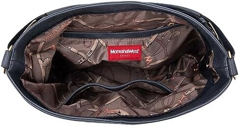 کیف دستی زنانه مونتانا West Hobo کیف های بزرگ و کیف های دستی با گل میخ و بند کراس بادی Image