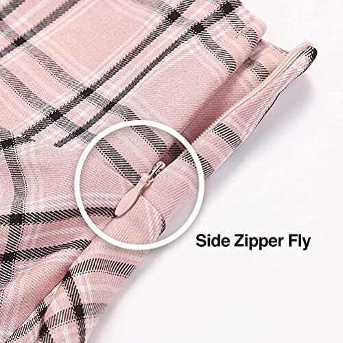 دامن های کوتاه چهارخانه گوتیک IDEALSANXUN برای دامن های چهارخانه کمر بلند زنانه Image