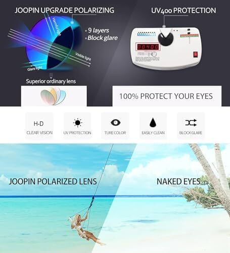 عینک آفتابی پلاریزه Joopin برای زنانه، عینک زنانه با فریم بزرگ پلاریزه محافظ UV400 Driving Fishing Image