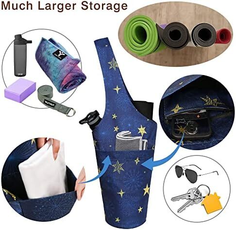 کیف مت یوگا چاپ شده مد روز با جیب کناری بزرگ و جیب زیپ دار کیف یوگا بلند و مناسب تشک های بزرگ - دارای لوازم جانبی یوگا بیشتر Image